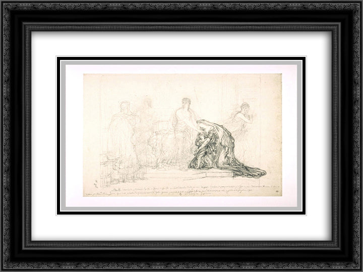 Pyrrhus and Andromache 24x18 Black Ornate Wood Framed Art Print Poster with Double Matting by Guerin, Pierre Narcisse