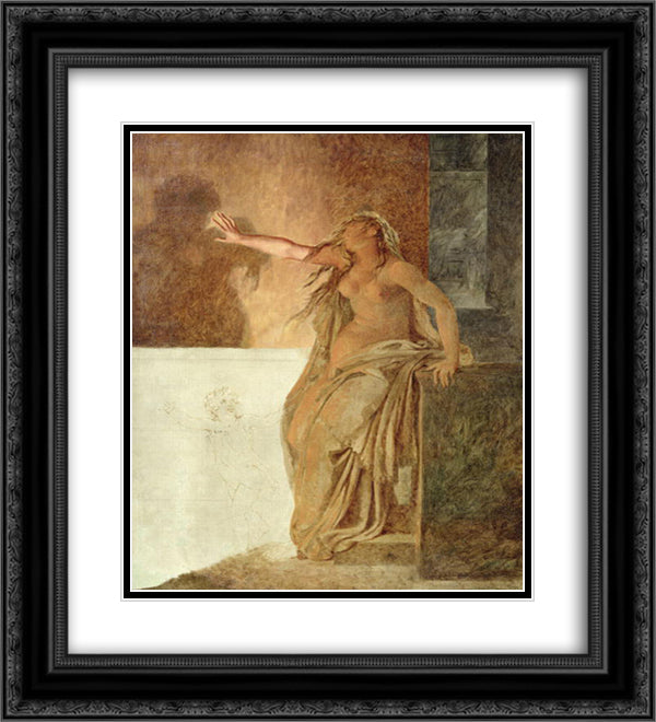 Sorrow 20x22 Black Ornate Wood Framed Art Print Poster with Double Matting by Guerin, Pierre Narcisse