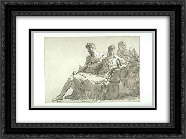 Study for the painting Phaedra and Hippolytus 24x18 Black Ornate Wood Framed Art Print Poster with Double Matting by Guerin, Pierre Narcisse