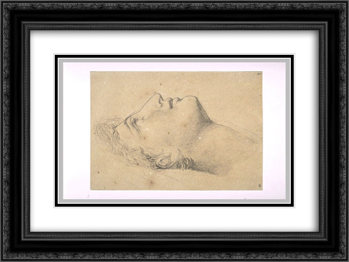Study of the head of Andromache 24x18 Black Ornate Wood Framed Art Print Poster with Double Matting by Guerin, Pierre Narcisse