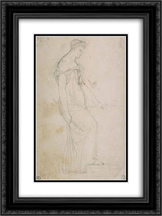 Study the figure of Clytemnestra 18x24 Black Ornate Wood Framed Art Print Poster with Double Matting by Guerin, Pierre Narcisse