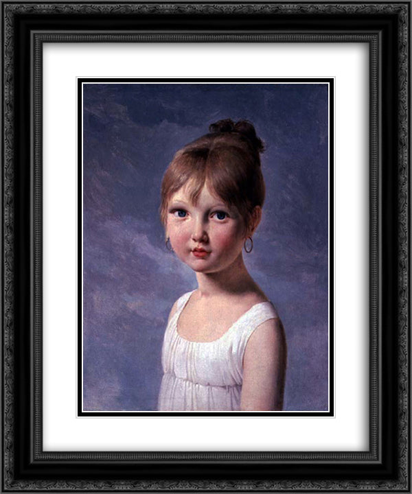 The Artist's Daughter 20x24 Black Ornate Wood Framed Art Print Poster with Double Matting by Guerin, Pierre Narcisse