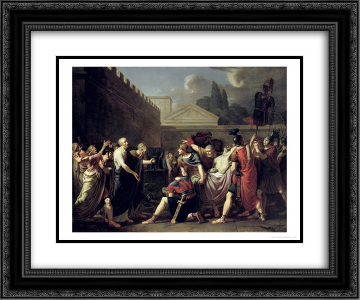 The Death of Brutus 24x20 Black Ornate Wood Framed Art Print Poster with Double Matting by Guerin, Pierre Narcisse