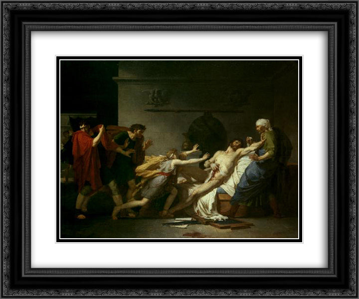 The Death of Cato of Utica 24x20 Black Ornate Wood Framed Art Print Poster with Double Matting by Guerin, Pierre Narcisse