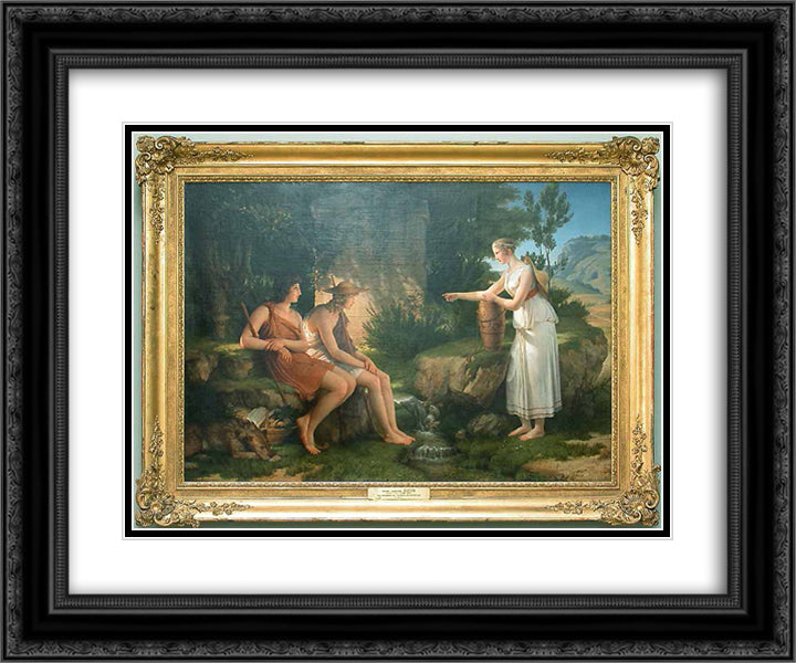The shepherds in the tomb of Amyntas 24x20 Black Ornate Wood Framed Art Print Poster with Double Matting by Guerin, Pierre Narcisse