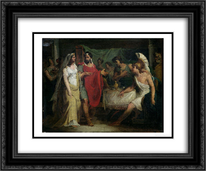 The Wedding of Alexander the Great and Roxana 24x20 Black Ornate Wood Framed Art Print Poster with Double Matting by Guerin, Pierre Narcisse