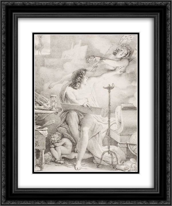 Vigilant One 20x24 Black Ornate Wood Framed Art Print Poster with Double Matting by Guerin, Pierre Narcisse