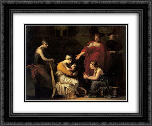 Andromache and Astyanax 24x20 Black Ornate Wood Framed Art Print Poster with Double Matting by Prud'hon, Pierre Paul