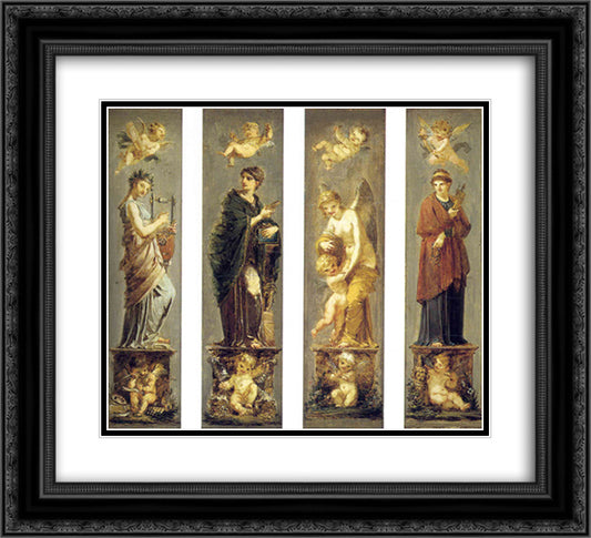 Arts, Wealth, Pleasure and Philosophy 22x20 Black Ornate Wood Framed Art Print Poster with Double Matting by Prud'hon, Pierre Paul