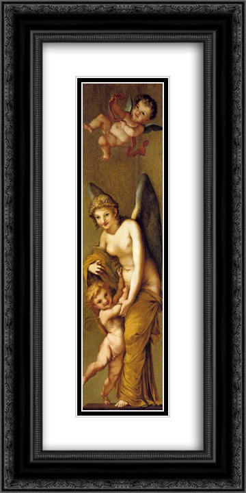 Arts, Wealth, Pleasure and Philosophy Pleasure 12x24 Black Ornate Wood Framed Art Print Poster with Double Matting by Prud'hon, Pierre Paul