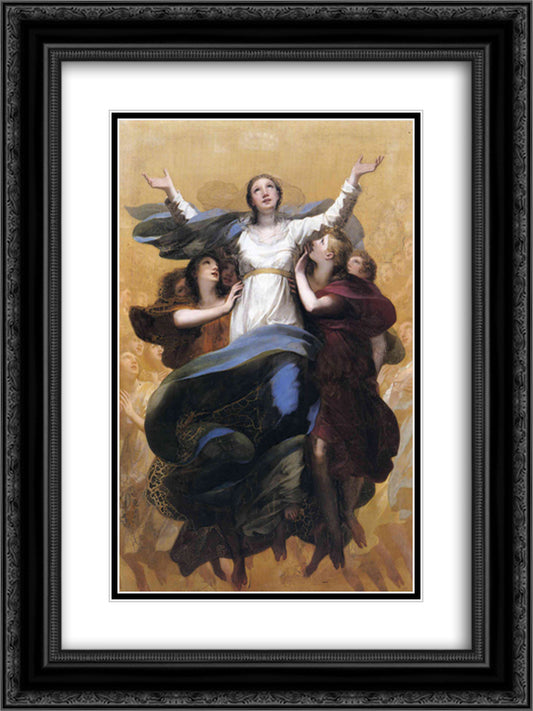 Assumption of the Virgin 18x24 Black Ornate Wood Framed Art Print Poster with Double Matting by Prud'hon, Pierre Paul