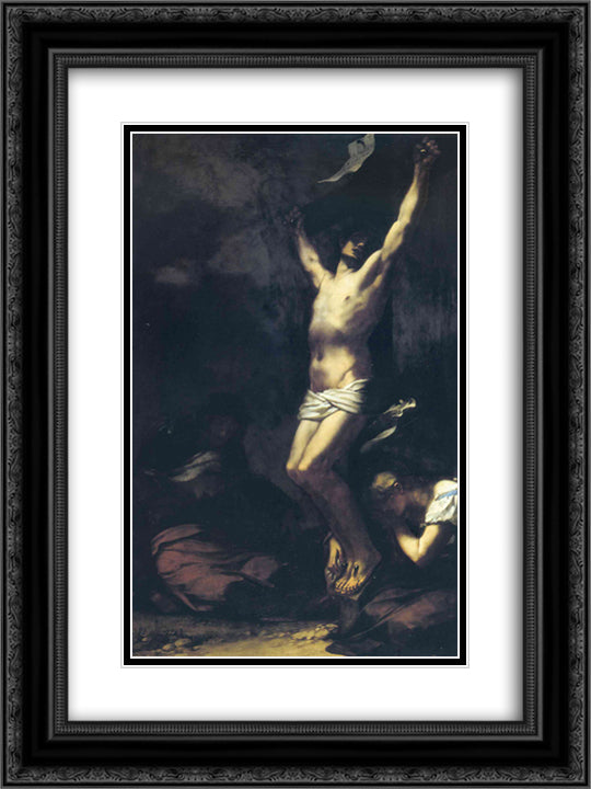 Crucifixion 18x24 Black Ornate Wood Framed Art Print Poster with Double Matting by Prud'hon, Pierre Paul