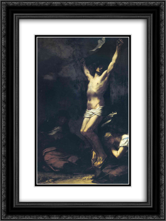 Crucifixion 18x24 Black Ornate Wood Framed Art Print Poster with Double Matting by Prud'hon, Pierre Paul