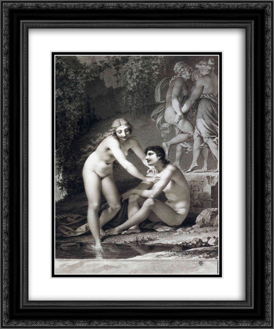 Daphnis and Chloe 20x24 Black Ornate Wood Framed Art Print Poster with Double Matting by Prud'hon, Pierre Paul