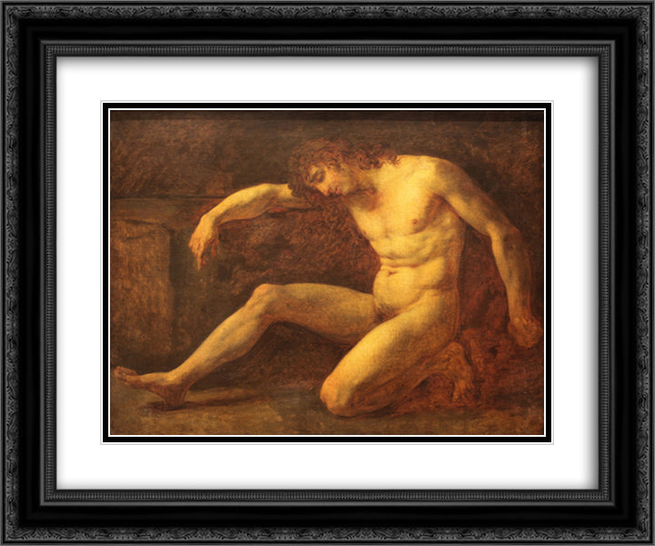 Death of Viala 24x20 Black Ornate Wood Framed Art Print Poster with Double Matting by Prud'hon, Pierre Paul