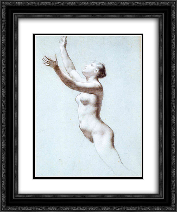 Female nude 20x24 Black Ornate Wood Framed Art Print Poster with Double Matting by Prud'hon, Pierre Paul