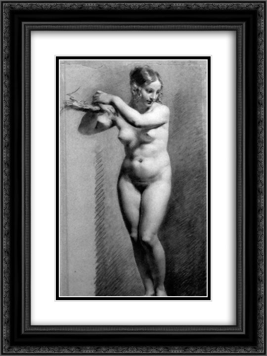 Female Nude Bound 18x24 Black Ornate Wood Framed Art Print Poster with Double Matting by Prud'hon, Pierre Paul