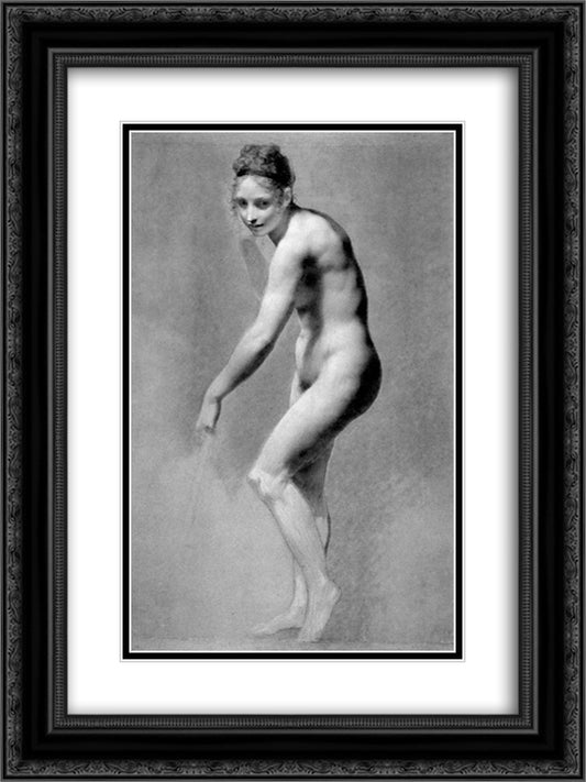 Female Nude Leaning 18x24 Black Ornate Wood Framed Art Print Poster with Double Matting by Prud'hon, Pierre Paul