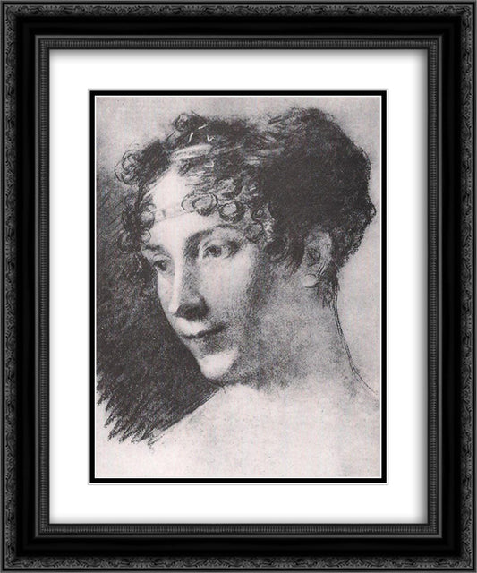 Josephine Bonaparte (study) 20x24 Black Ornate Wood Framed Art Print Poster with Double Matting by Prud'hon, Pierre Paul