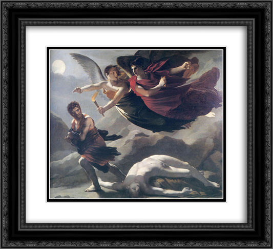 Justice and Divine Vengeance pursuing Crime 22x20 Black Ornate Wood Framed Art Print Poster with Double Matting by Prud'hon, Pierre Paul