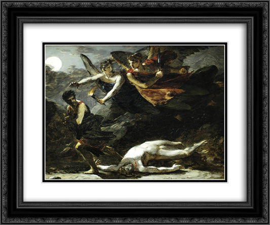 Justice and Divine Vengeance pursuing Crime (study) 24x20 Black Ornate Wood Framed Art Print Poster with Double Matting by Prud'hon, Pierre Paul