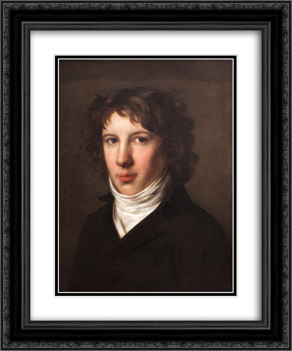 Louis Antoine de Saint Just 20x24 Black Ornate Wood Framed Art Print Poster with Double Matting by Prud'hon, Pierre Paul