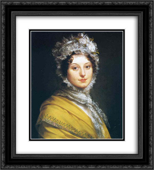 Louise Antoinette Lannes, Duchess of Montebello 20x22 Black Ornate Wood Framed Art Print Poster with Double Matting by Prud'hon, Pierre Paul