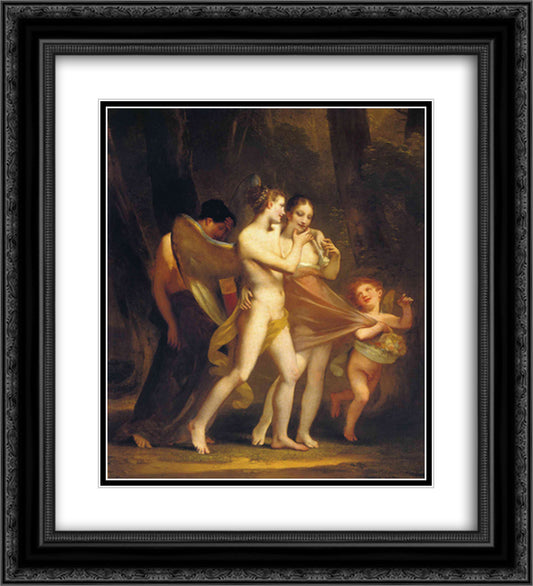 Love Seduces Innocence, Pleasure Entraps, and Remorse Follows 20x22 Black Ornate Wood Framed Art Print Poster with Double Matting by Prud'hon, Pierre Paul