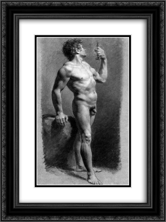 Male Nude Turning 18x24 Black Ornate Wood Framed Art Print Poster with Double Matting by Prud'hon, Pierre Paul