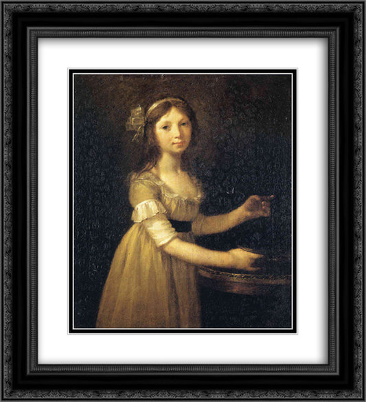 Marguerite-Marie Lagnier, ten years old 20x22 Black Ornate Wood Framed Art Print Poster with Double Matting by Prud'hon, Pierre Paul