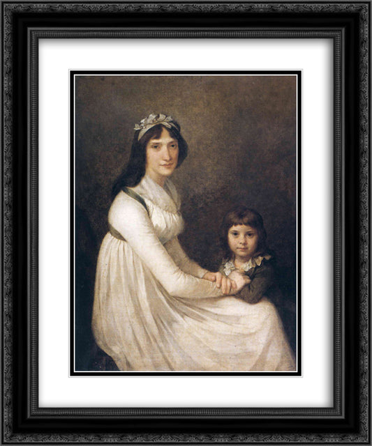 Portrait of a woman with her child 20x24 Black Ornate Wood Framed Art Print Poster with Double Matting by Prud'hon, Pierre Paul