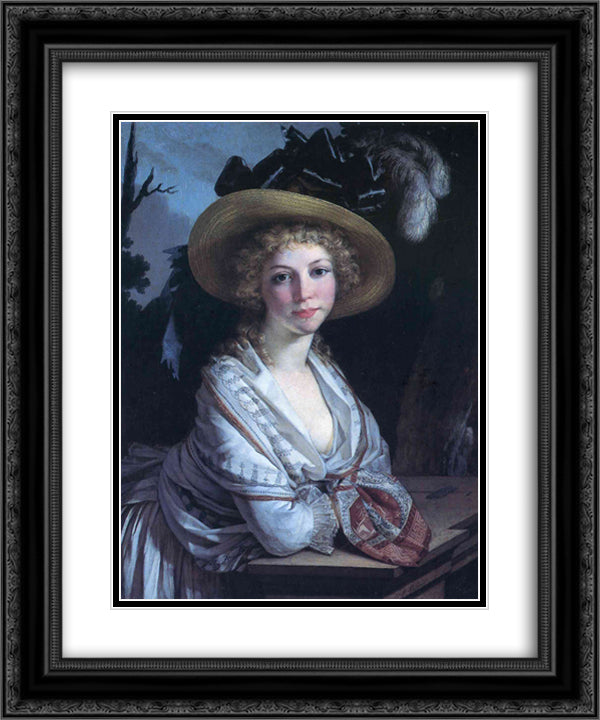 Portrait of a Young Woman 20x24 Black Ornate Wood Framed Art Print Poster with Double Matting by Prud'hon, Pierre Paul