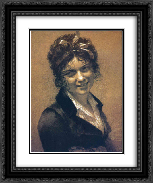 Portrait of Constance Mayer 20x24 Black Ornate Wood Framed Art Print Poster with Double Matting by Prud'hon, Pierre Paul