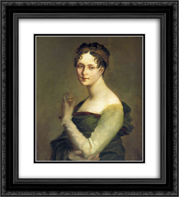 Portrait of Josephine de Beauharnais 20x22 Black Ornate Wood Framed Art Print Poster with Double Matting by Prud'hon, Pierre Paul