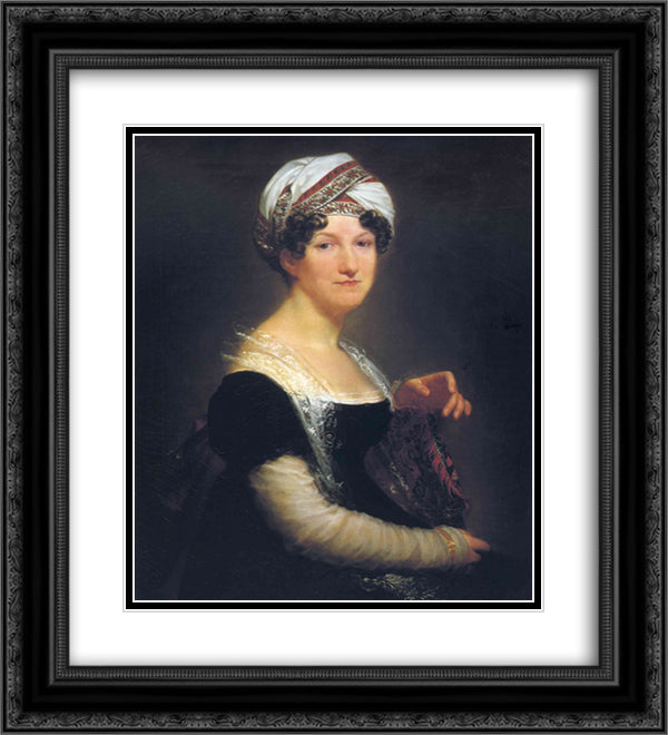 Portrait of Madame Pean de Saint-Gilles 20x22 Black Ornate Wood Framed Art Print Poster with Double Matting by Prud'hon, Pierre Paul