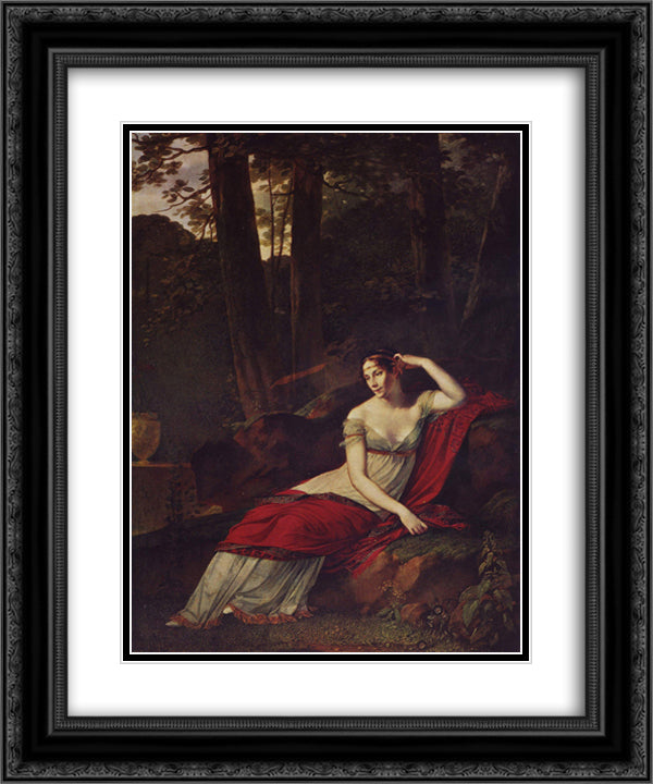 Portrait of the Empress Josephine 20x24 Black Ornate Wood Framed Art Print Poster with Double Matting by Prud'hon, Pierre Paul