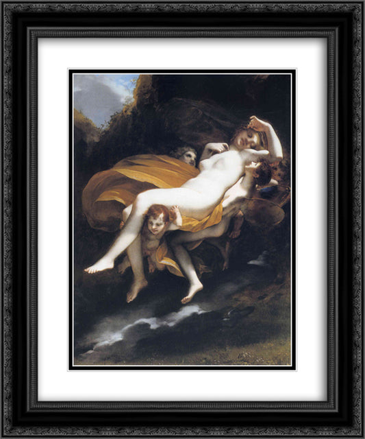 Psyche transported to Heaven 20x24 Black Ornate Wood Framed Art Print Poster with Double Matting by Prud'hon, Pierre Paul