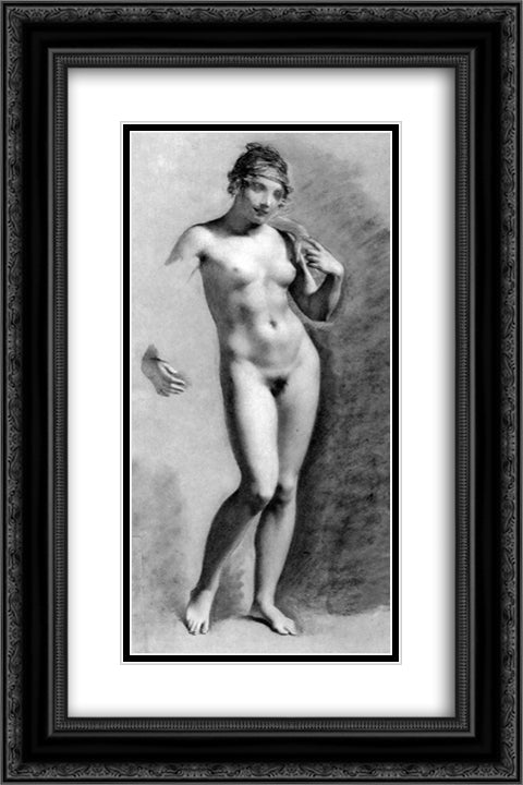 Standing Female Nude 16x24 Black Ornate Wood Framed Art Print Poster with Double Matting by Prud'hon, Pierre Paul