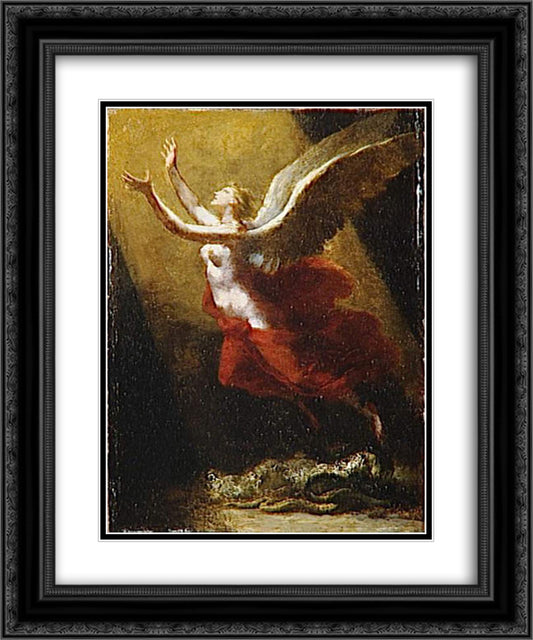 Study for The soul breaking the bonds that attach to the land 20x24 Black Ornate Wood Framed Art Print Poster with Double Matting by Prud'hon, Pierre Paul