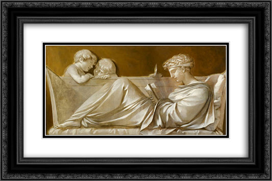 The Afternoon 24x16 Black Ornate Wood Framed Art Print Poster with Double Matting by Prud'hon, Pierre Paul