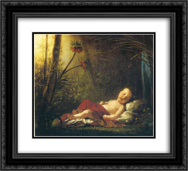 The King of Rome 22x20 Black Ornate Wood Framed Art Print Poster with Double Matting by Prud'hon, Pierre Paul