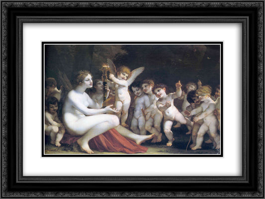 The Torch of Venus 24x18 Black Ornate Wood Framed Art Print Poster with Double Matting by Prud'hon, Pierre Paul