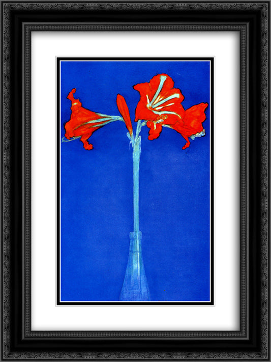 Amaryllis 18x24 Black Ornate Wood Framed Art Print Poster with Double Matting by Mondrian, Piet