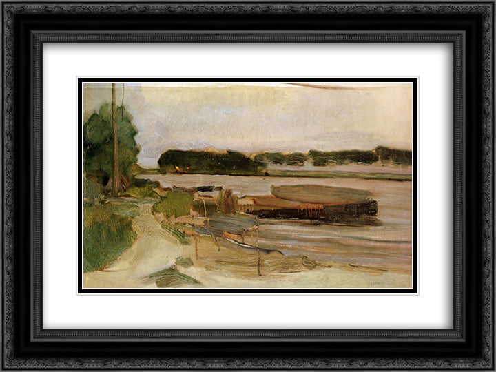 At the Amstel Sun 24x18 Black Ornate Wood Framed Art Print Poster with Double Matting by Mondrian, Piet