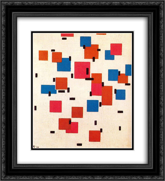 Composition in Color A 20x22 Black Ornate Wood Framed Art Print Poster with Double Matting by Mondrian, Piet