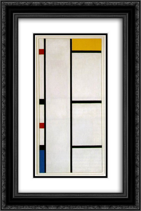 Composition No. III Blanc-Jaune 16x24 Black Ornate Wood Framed Art Print Poster with Double Matting by Mondrian, Piet