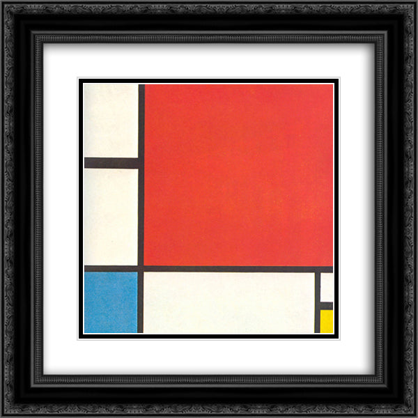 Composition with Red, Blue and Yellow 20x20 Black Ornate Wood Framed Art Print Poster with Double Matting by Mondrian, Piet