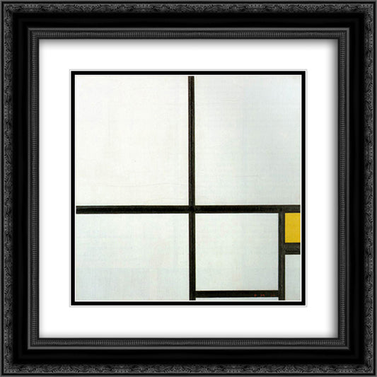 Composition with yellow patch 20x20 Black Ornate Wood Framed Art Print Poster with Double Matting by Mondrian, Piet