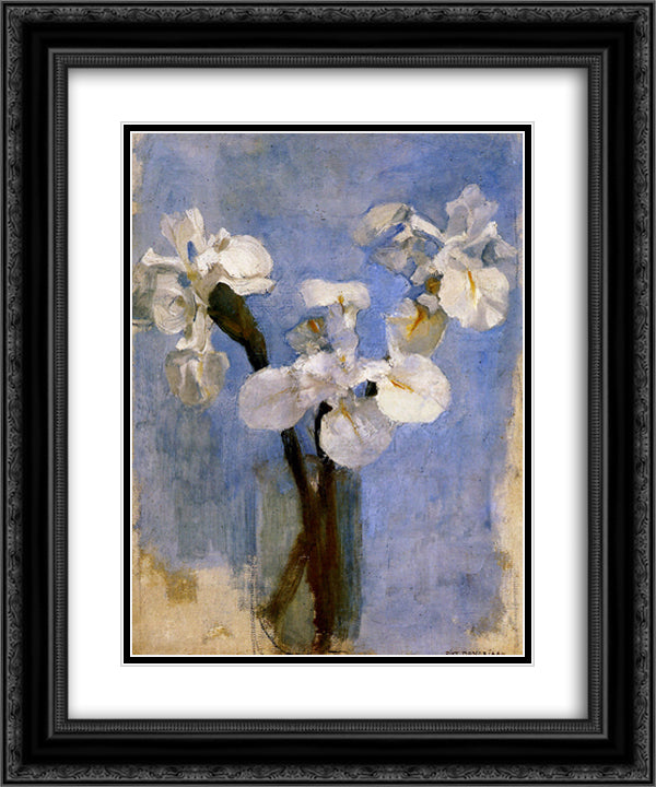 Flowers Sun 20x24 Black Ornate Wood Framed Art Print Poster with Double Matting by Mondrian, Piet