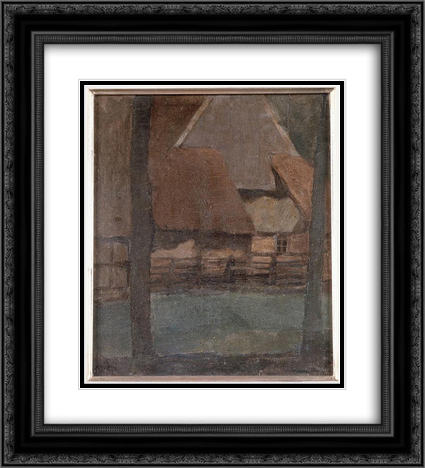 Gable Farm with trees 20x22 Black Ornate Wood Framed Art Print Poster with Double Matting by Mondrian, Piet